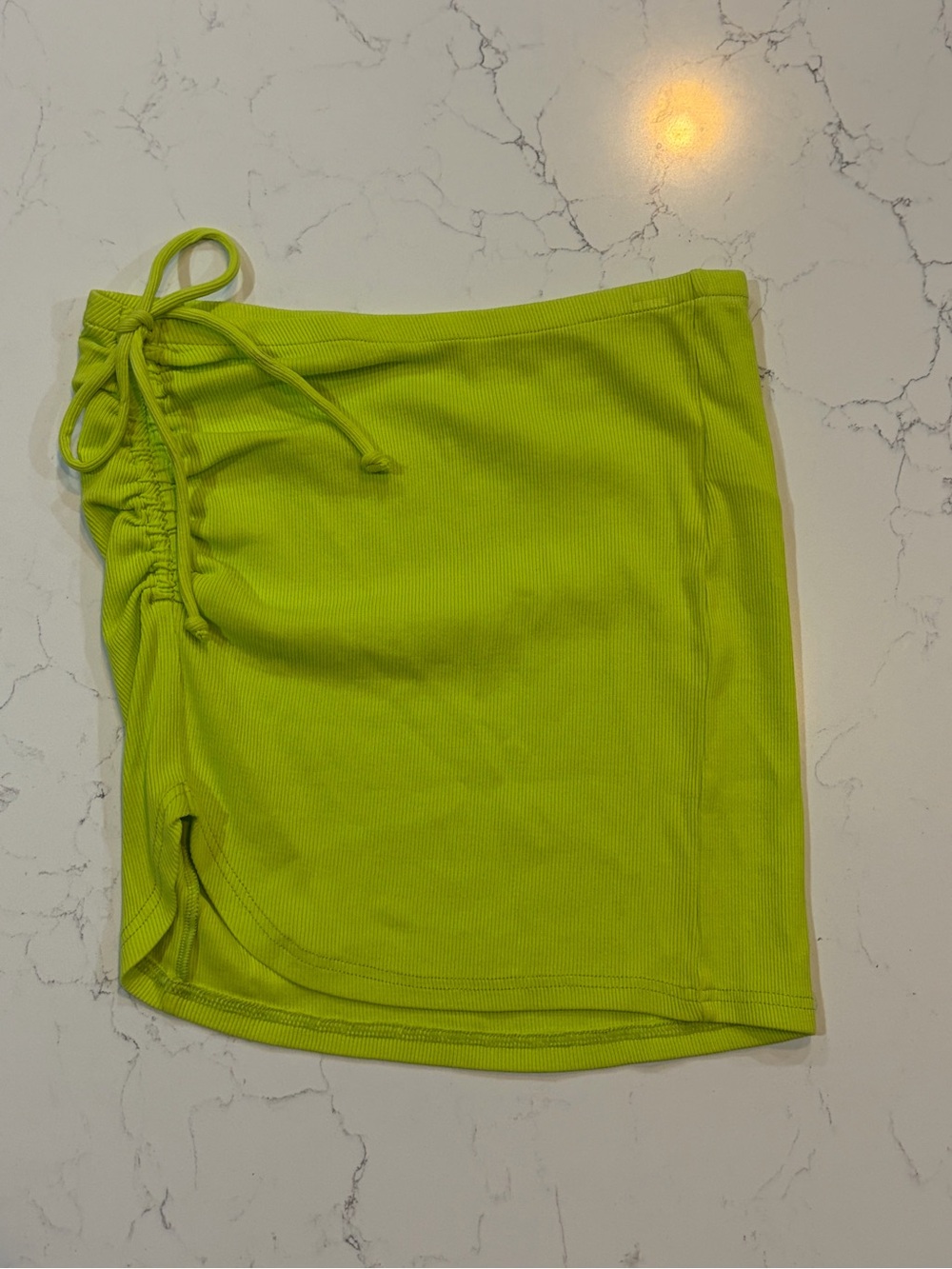 aerie Lime Green Side-Ruched Drawstring Mini Skirt